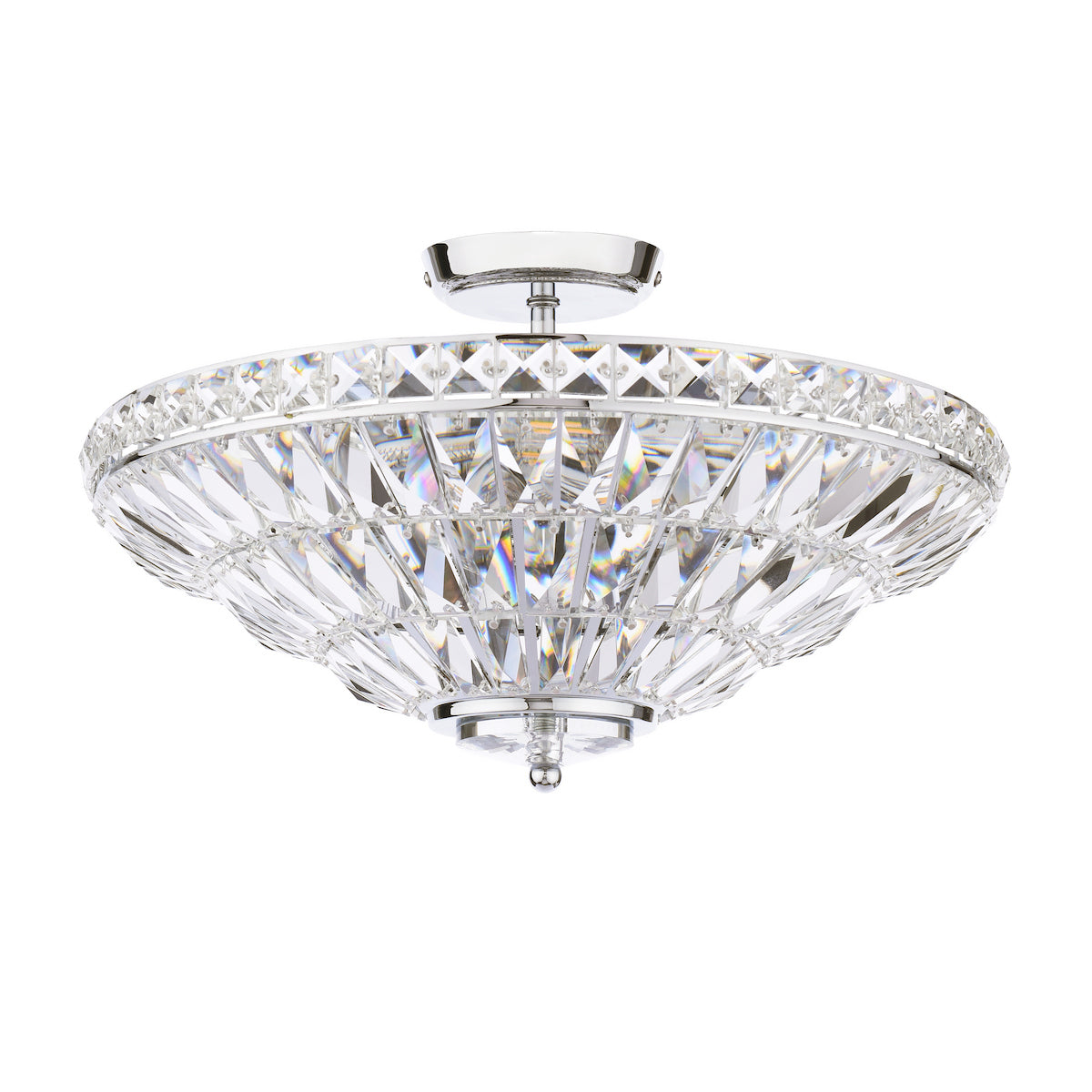 Laura Ashley Vienna Uplighter Flush Ceiling Light Polished Chrome and Crystal