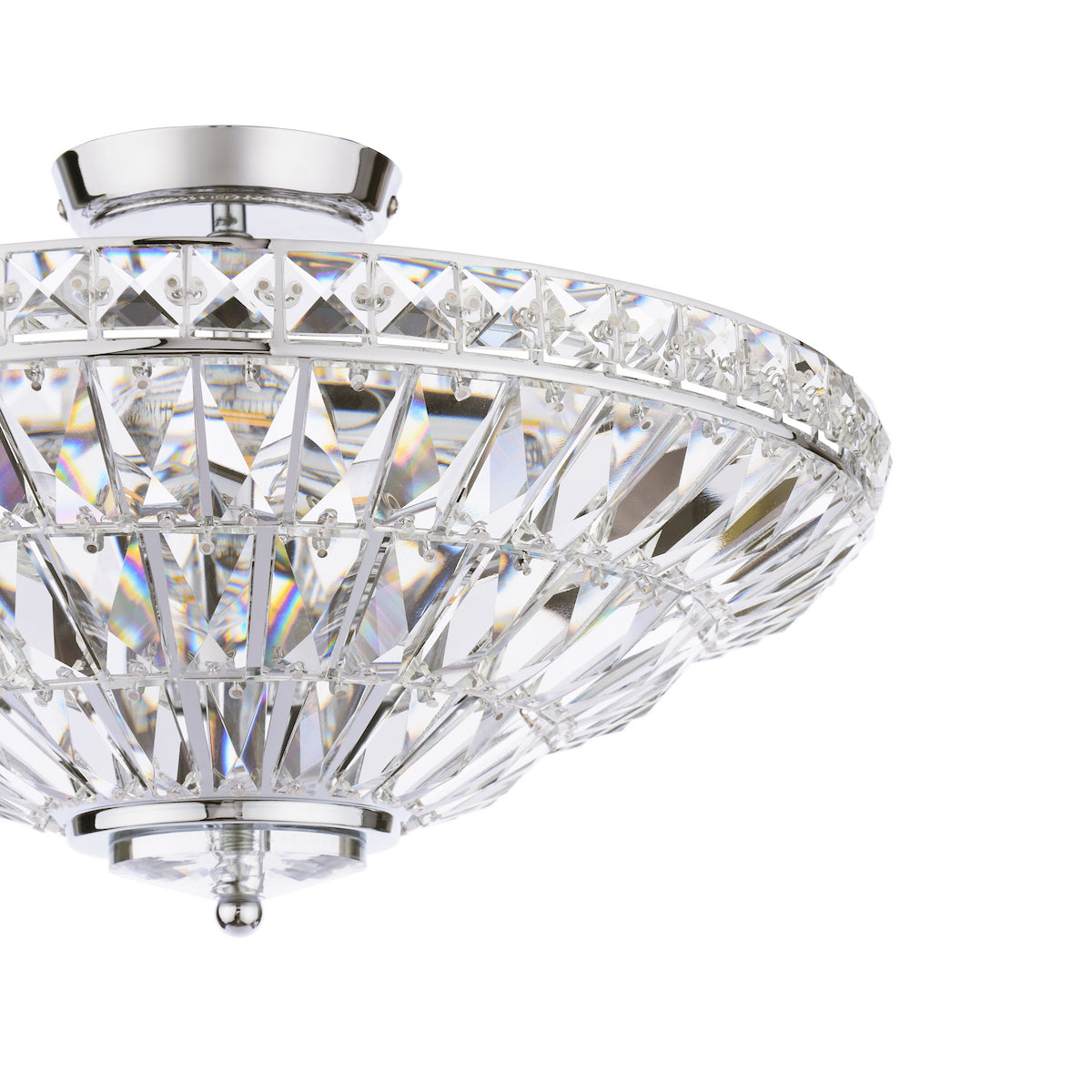 Laura Ashley Vienna Uplighter Flush Ceiling Light Polished Chrome and Crystal