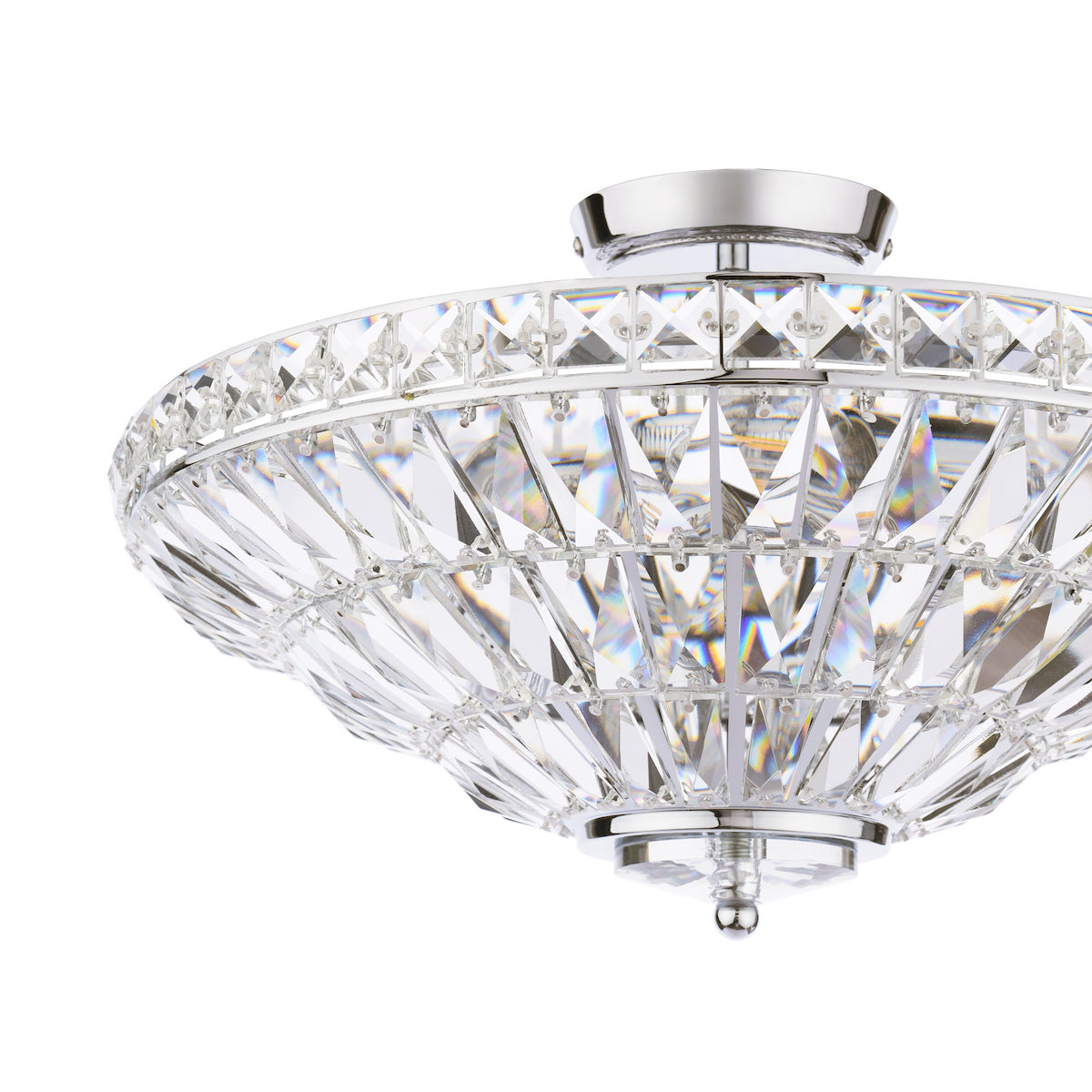 Laura Ashley Vienna Uplighter Flush Ceiling Light Polished Chrome and Crystal