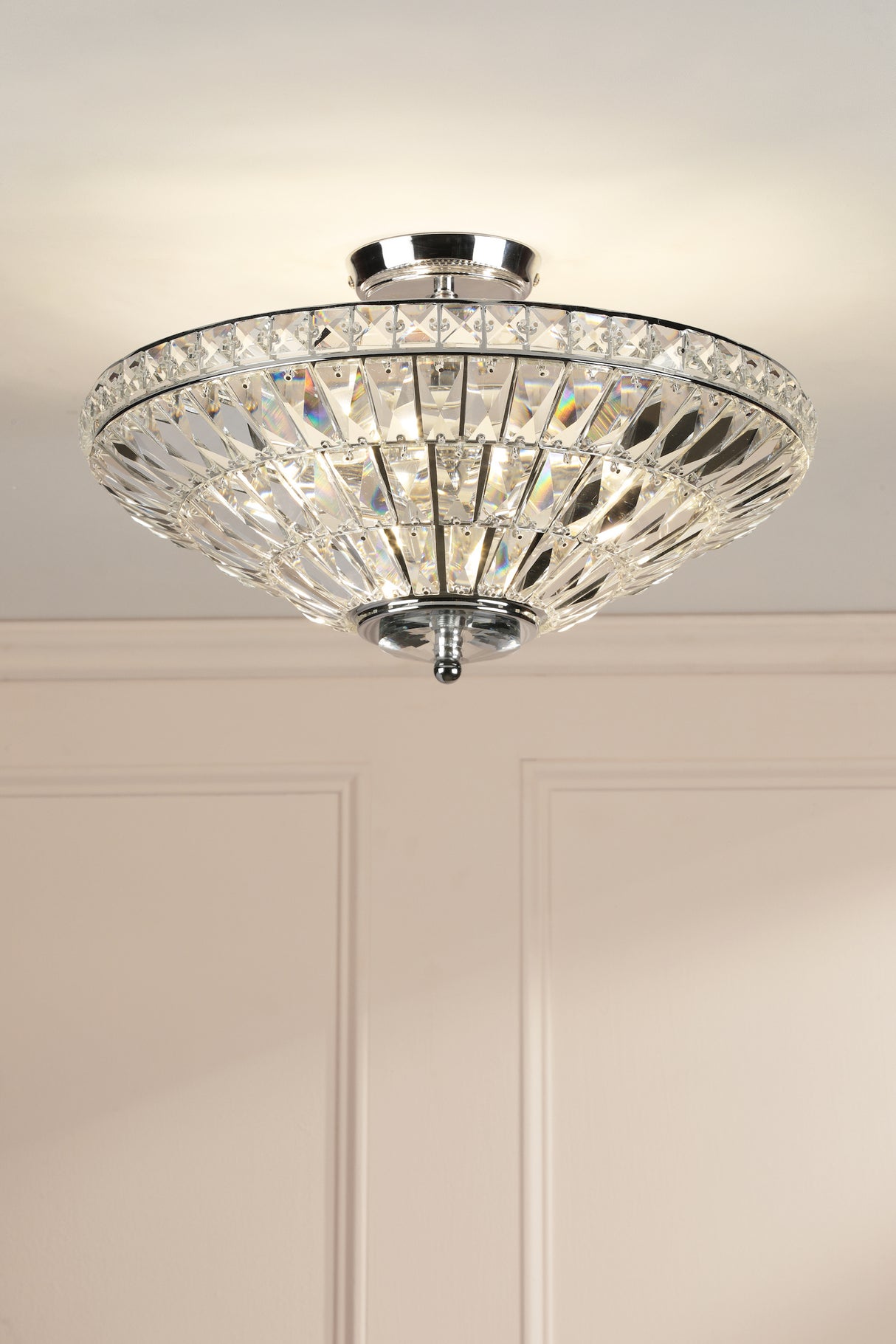 Laura Ashley Vienna Uplighter Flush Ceiling Light Polished Chrome and Crystal