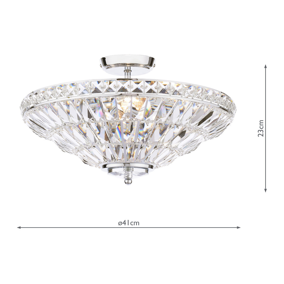 Laura Ashley Vienna Uplighter Flush Ceiling Light Polished Chrome and Crystal