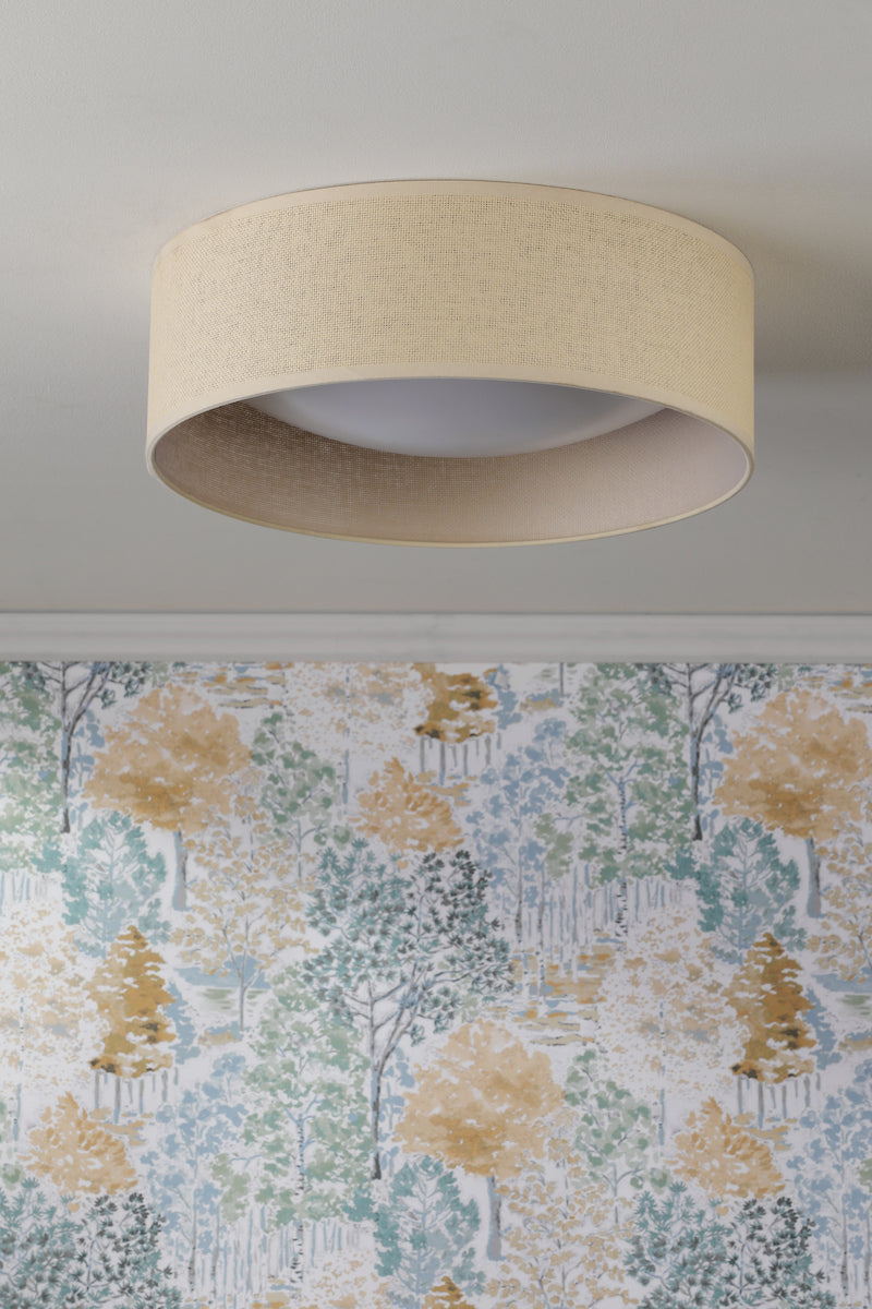 Laura Ashley Buckenham 2 Light Flush Wood Ceiling Light with Frosted Acrylic