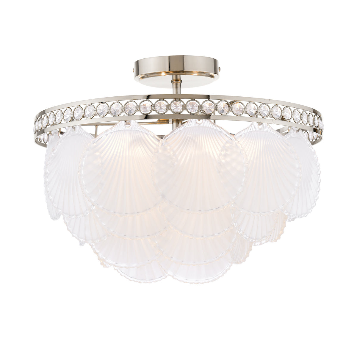 Laura Ashley Caverton 4 Light Semi-Flush Polished Nickel and White Glass