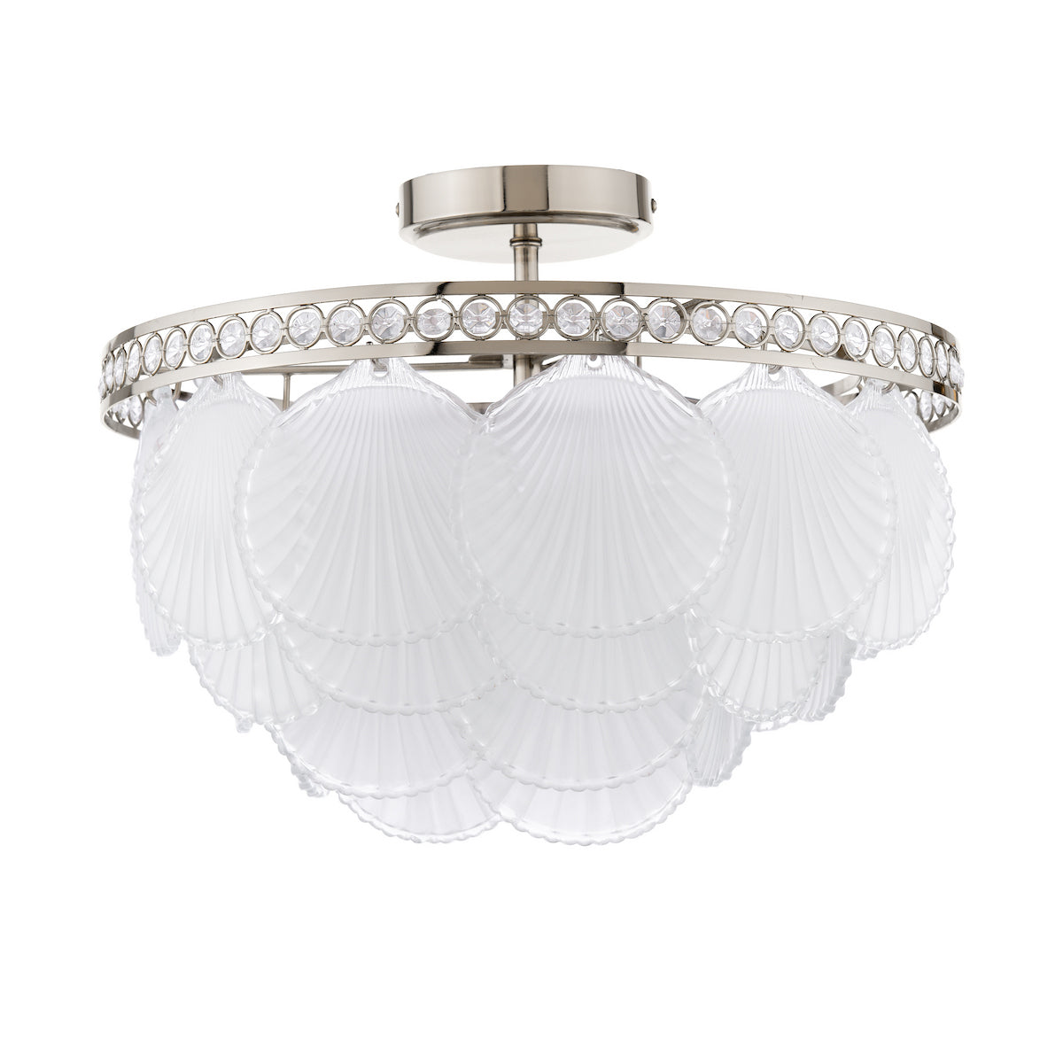 Laura Ashley Caverton 4 Light Semi-Flush Polished Nickel and White Glass