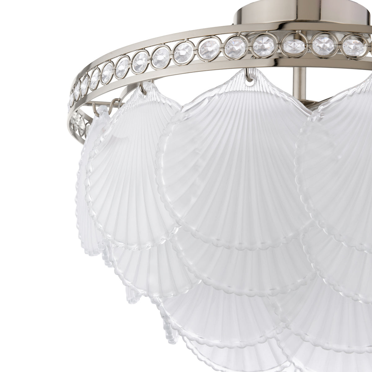 Laura Ashley Caverton 4 Light Semi-Flush Polished Nickel and White Glass