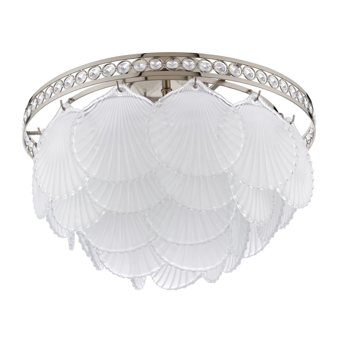 Laura Ashley Caverton 4 Light Semi-Flush Polished Nickel and White Glass