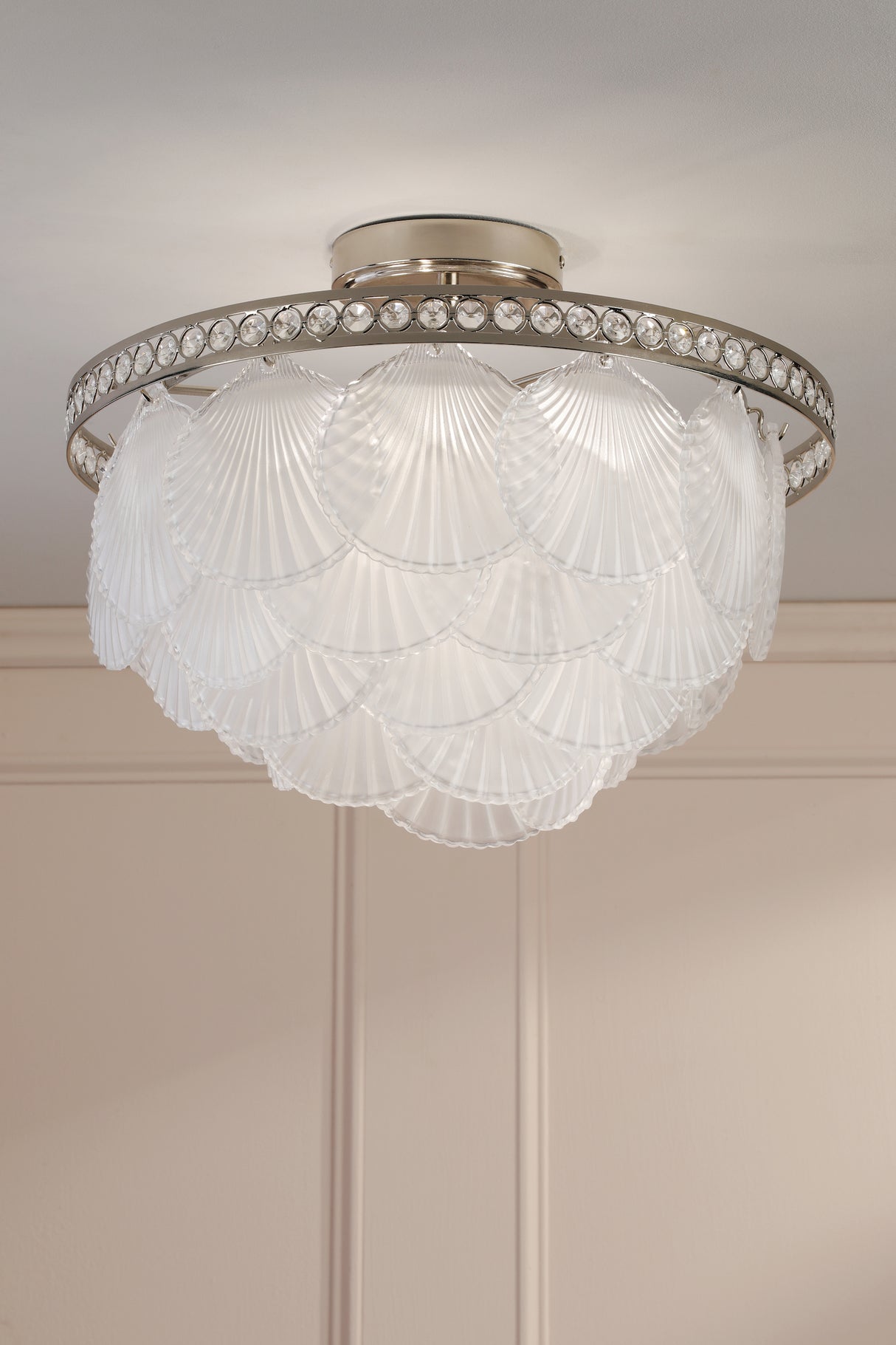 Laura Ashley Caverton 4 Light Semi-Flush Polished Nickel and White Glass