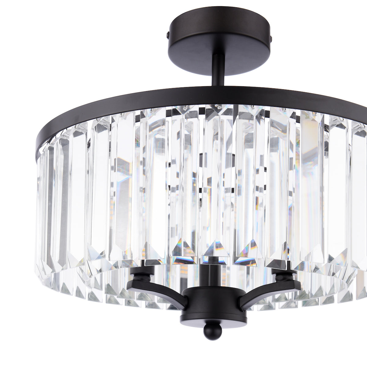 Laura Ashley Elkwood 3 Light Semi-Flush Crystal and Black