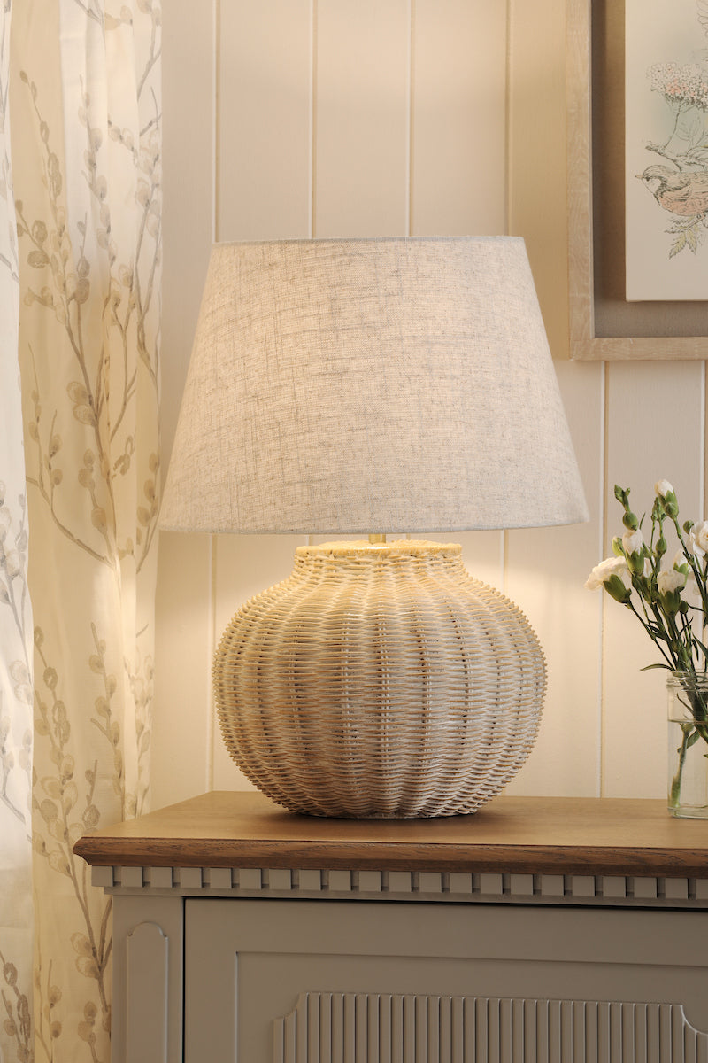 Laura Ashley Fernhill Round Table Lamp Matt Cream With Shade