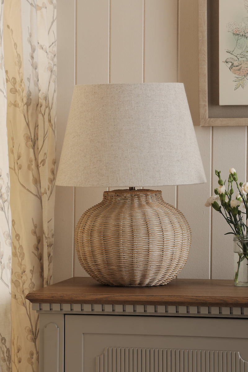 Laura Ashley Fernhill Round Table Lamp Matt Cream With Shade