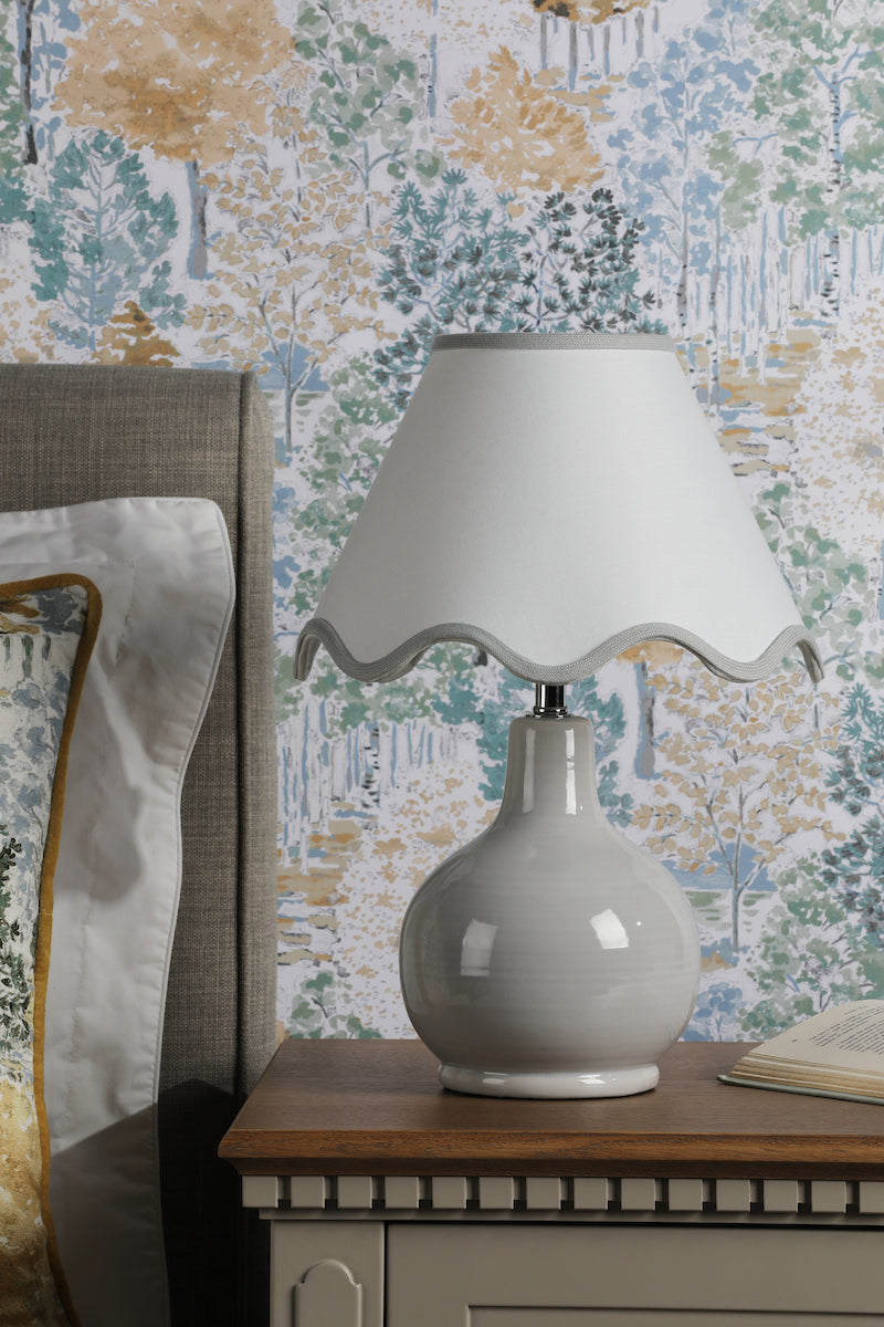 Laura Ashley Bramhope Table Lamp Grey Ceramic With Shade