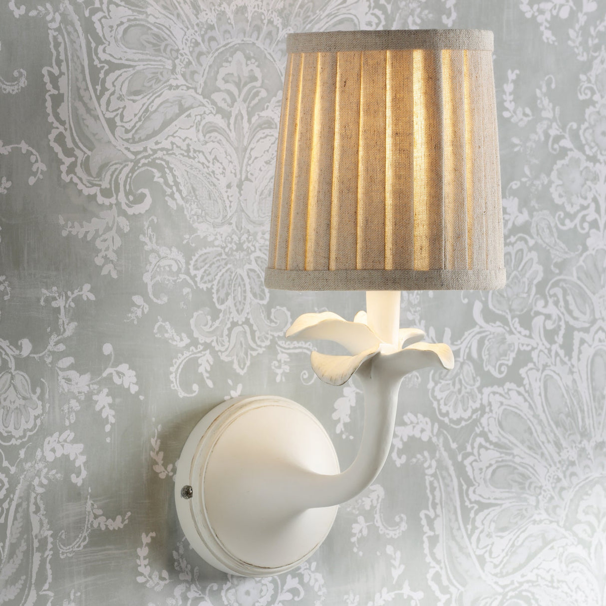Laura Ashley Eleni Wall Light Matt White With Shade