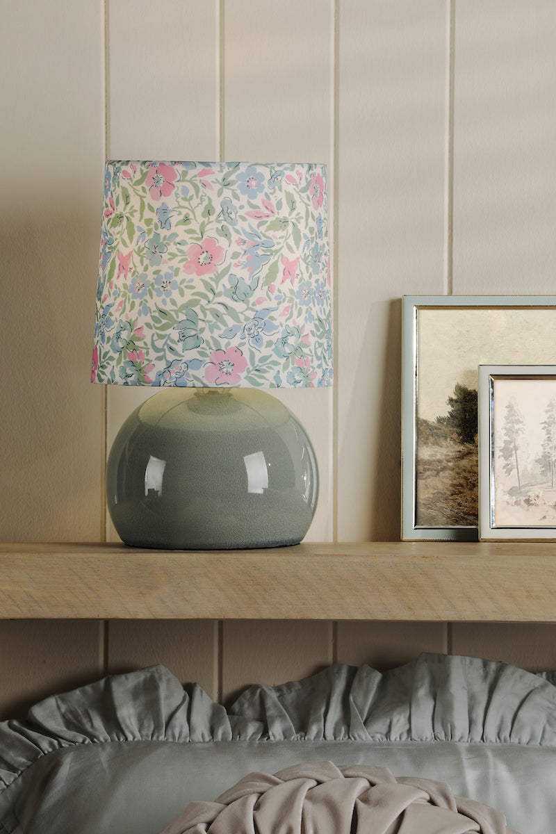 Laura Ashley Sherston Table Lamp Blue Crackle Glaze With Shade