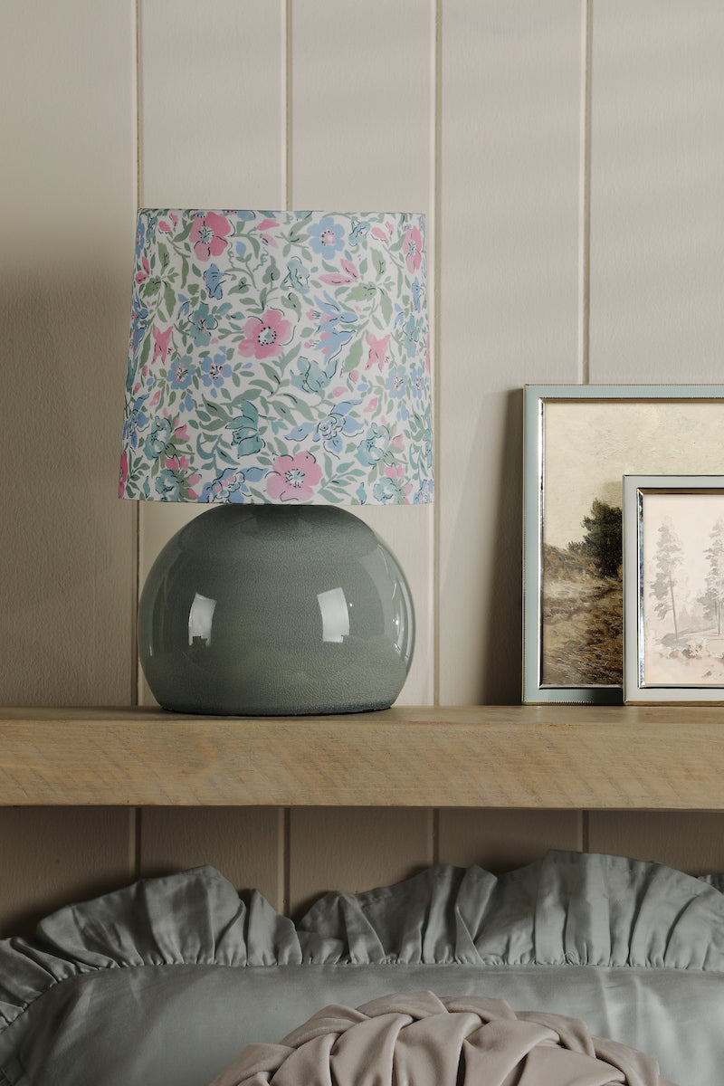 Laura Ashley Sherston Table Lamp Blue Crackle Glaze With Shade