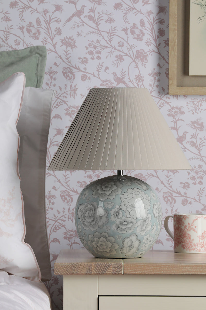 Laura Ashley Montford Table Lamp Blue Ceramic With Shade