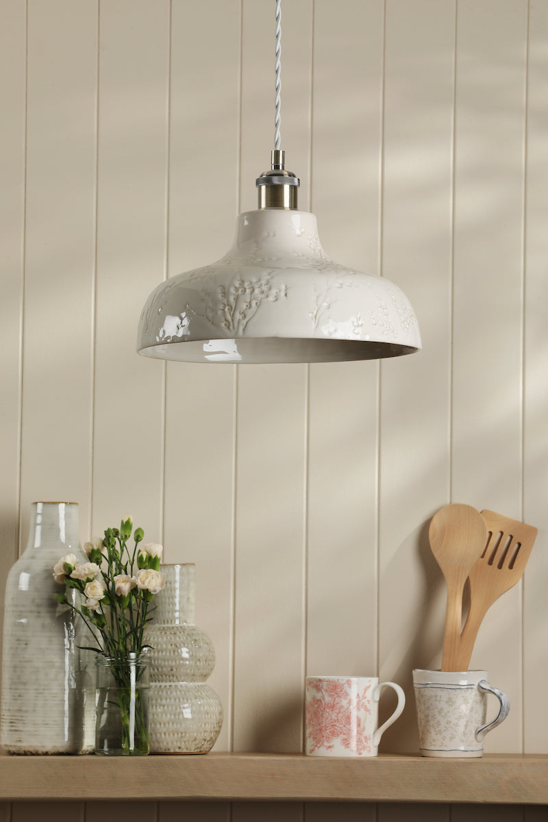 Laura Ashley Pussywillow Pendant White Ceramic