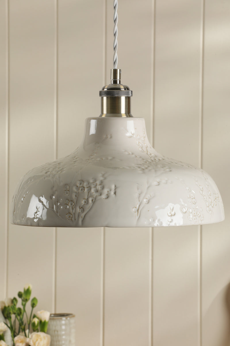 Laura Ashley Pussywillow Pendant White Ceramic