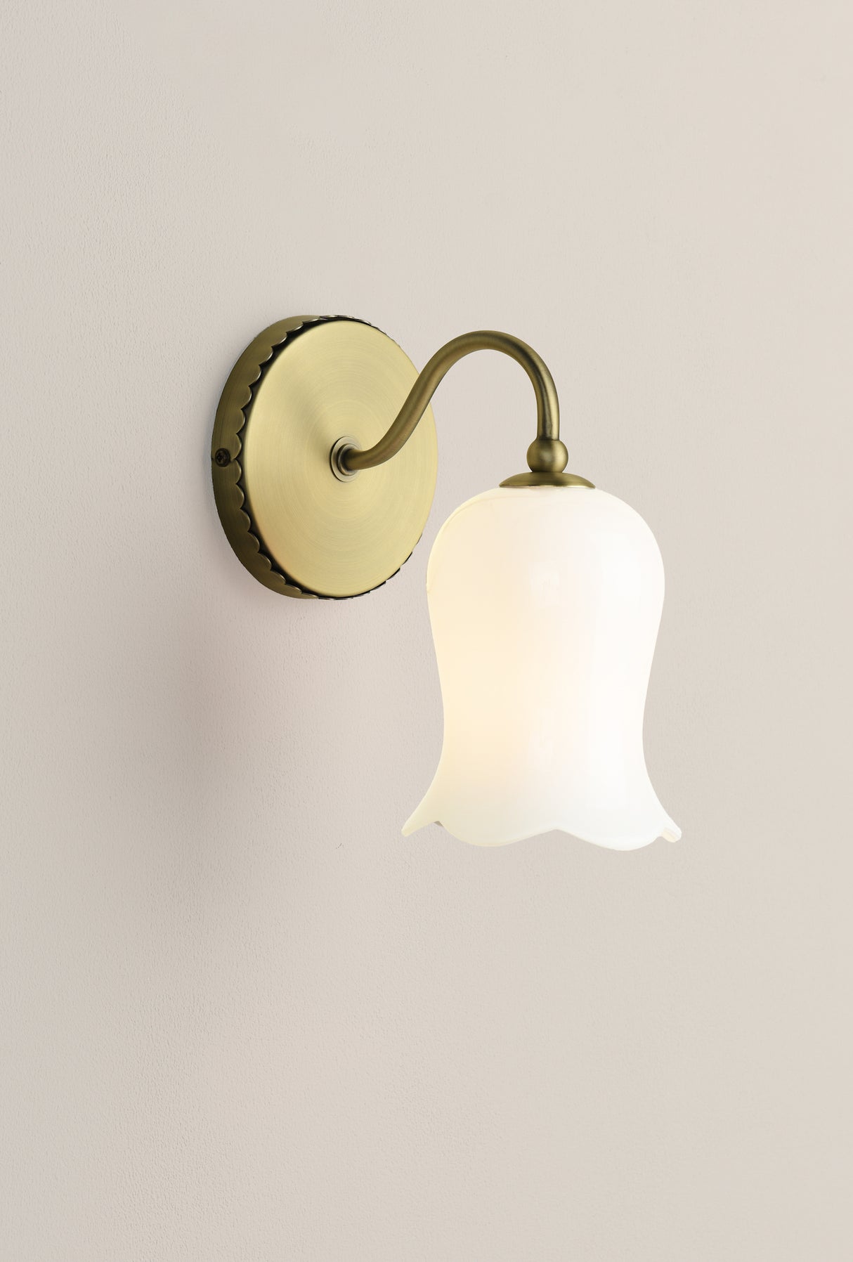 Laura Ashley Lidsell Wall Light Matt Antique Brass and Opal Glass