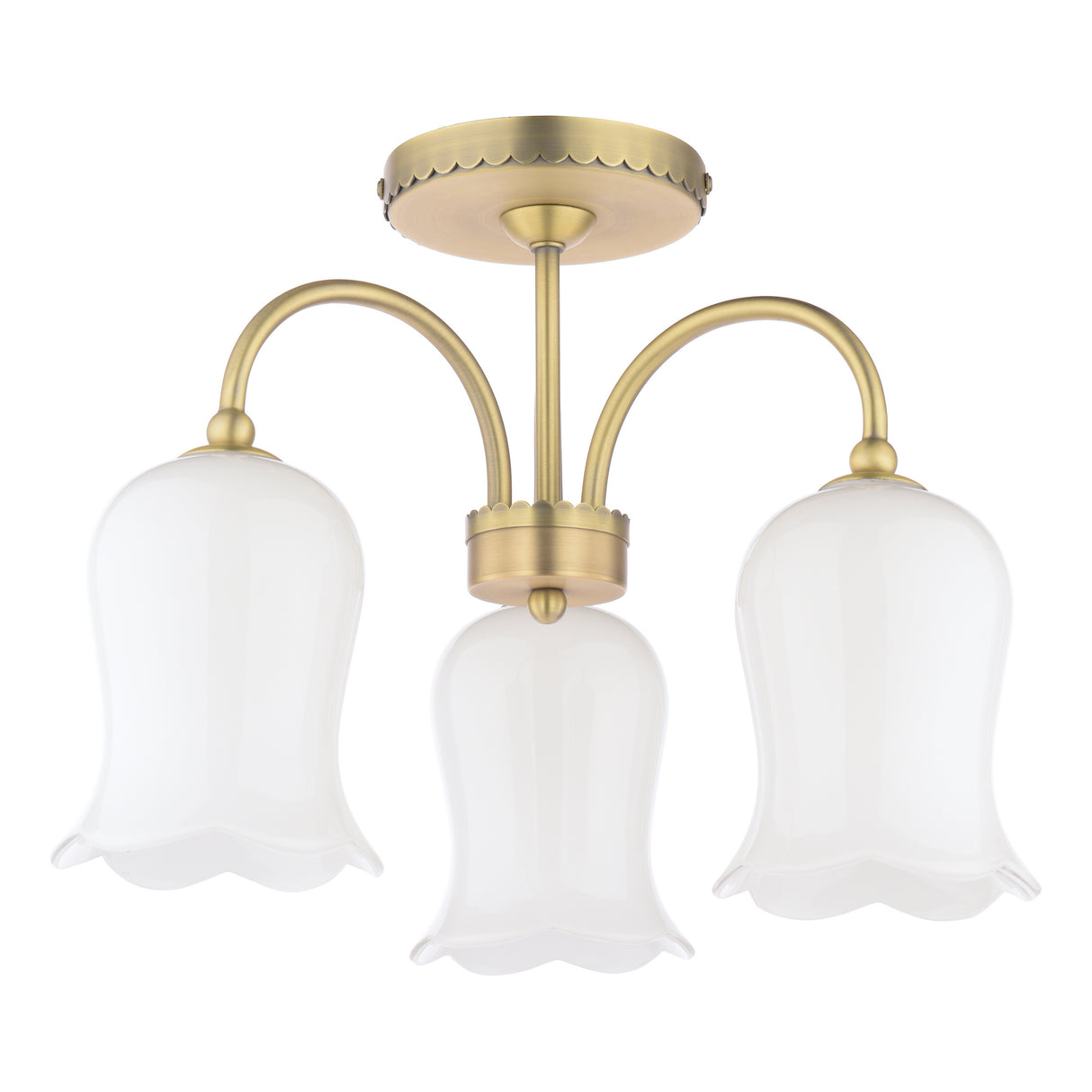 Laura Ashley Lidsell 3 Light Semi-Flush Matt Antique Brass and Opal Glass