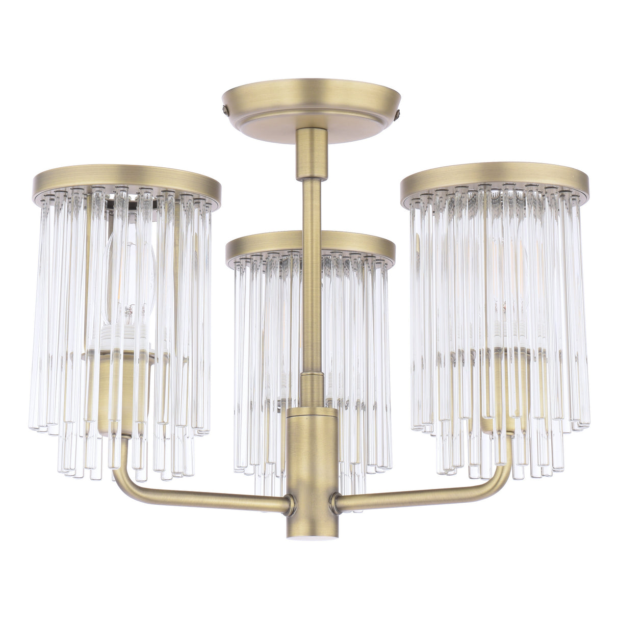 Laura Ashley Hilcote 3 Light Semi-Flush Matt Antique Brass and Glass