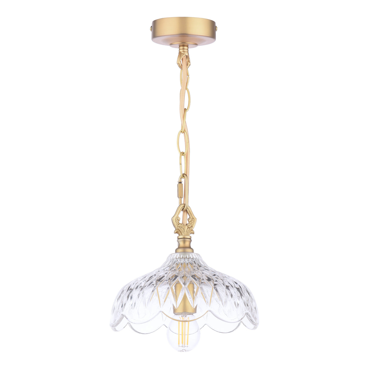Laura Ashley Eversden Pendant Antique Brass and Crystal