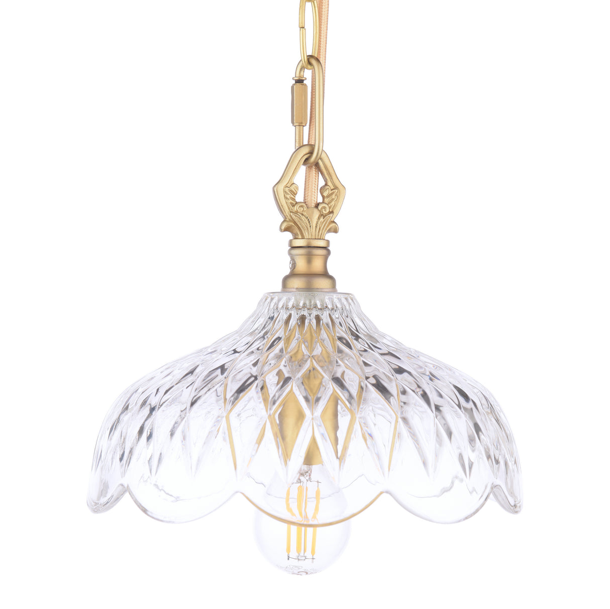 Laura Ashley Eversden Pendant Antique Brass and Crystal
