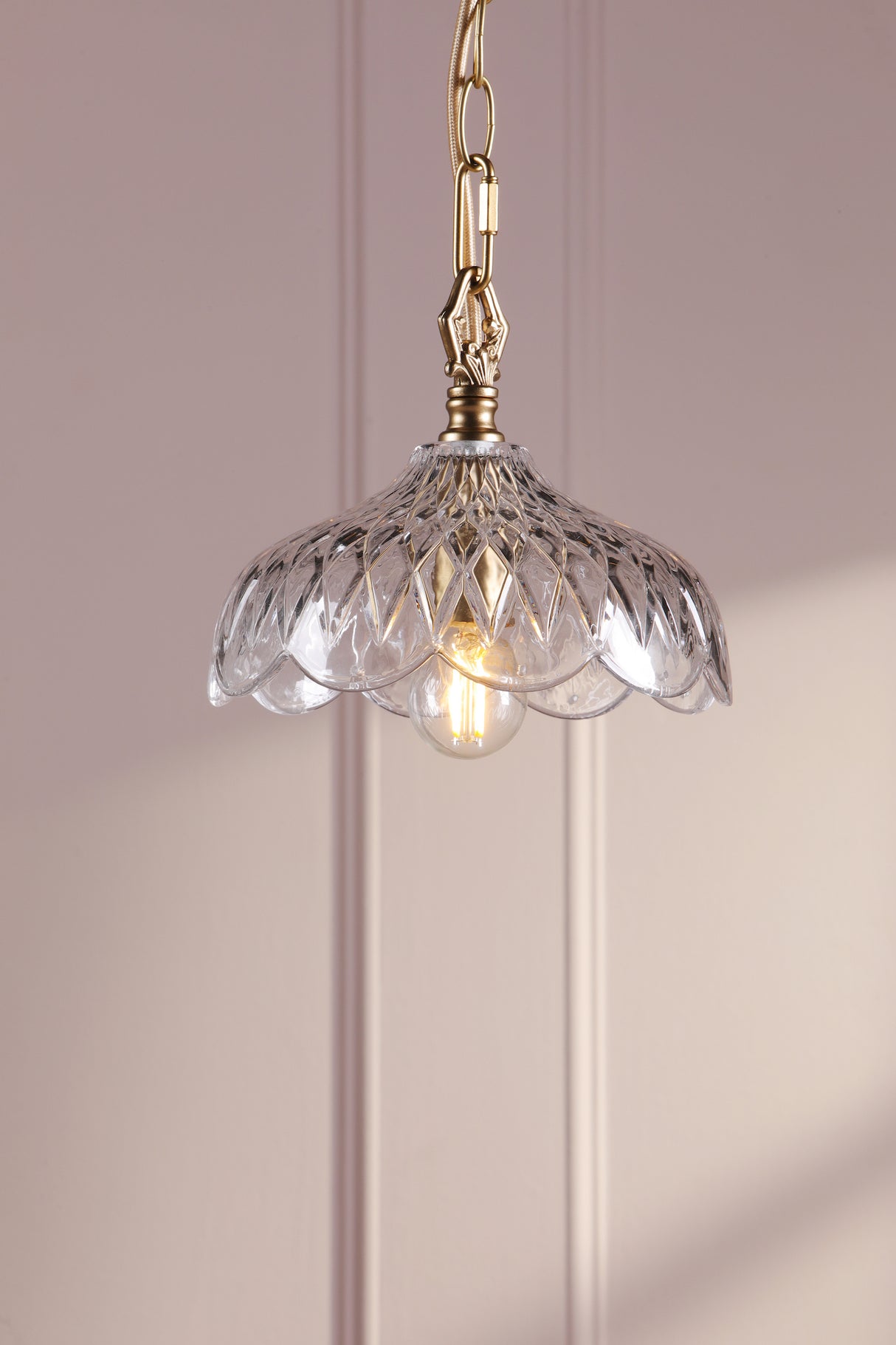 Laura Ashley Eversden Pendant Antique Brass and Crystal