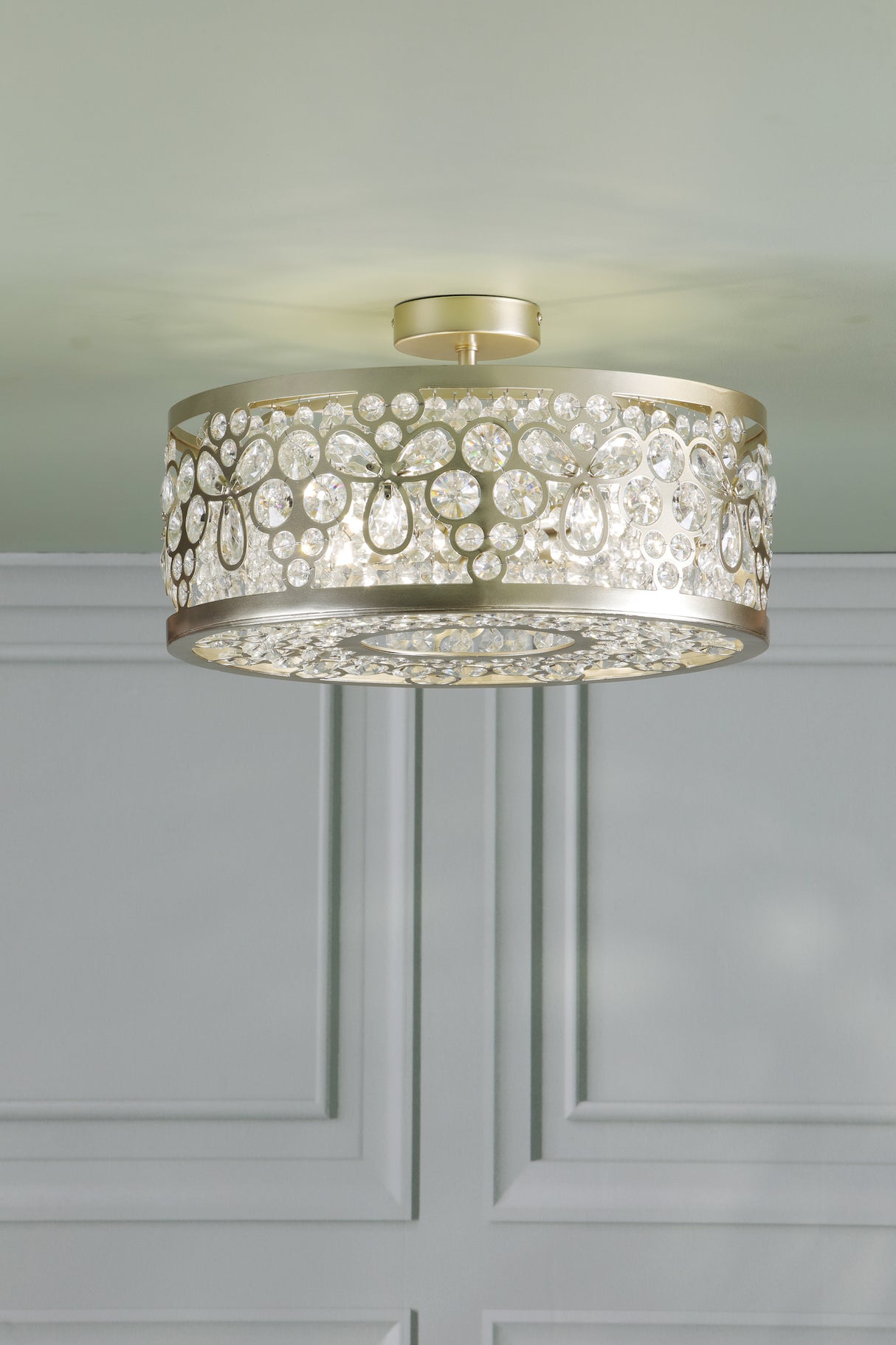 Laura Ashley Tilbrook 4 Light Flush Matt Champagne and Crystal