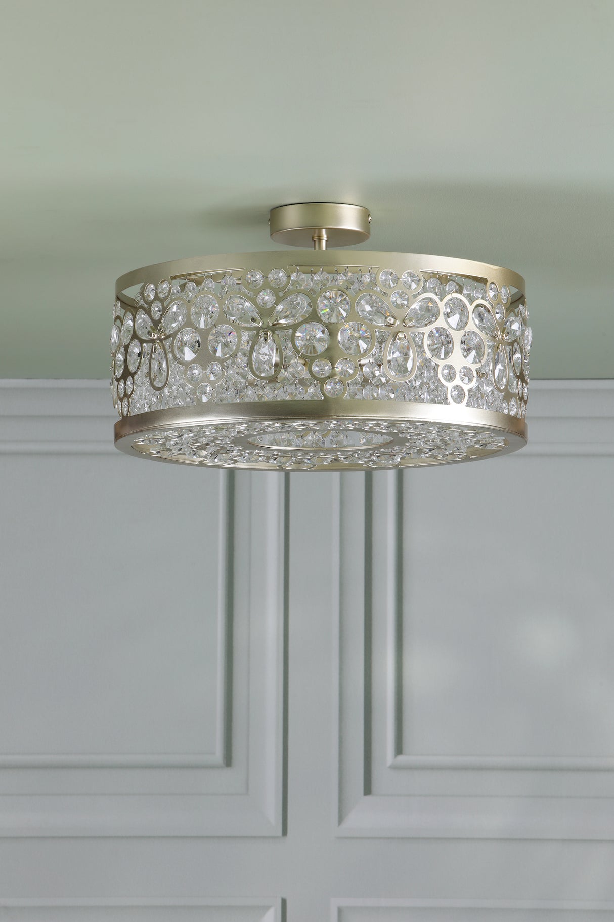 Laura Ashley Tilbrook 4 Light Flush Matt Champagne and Crystal