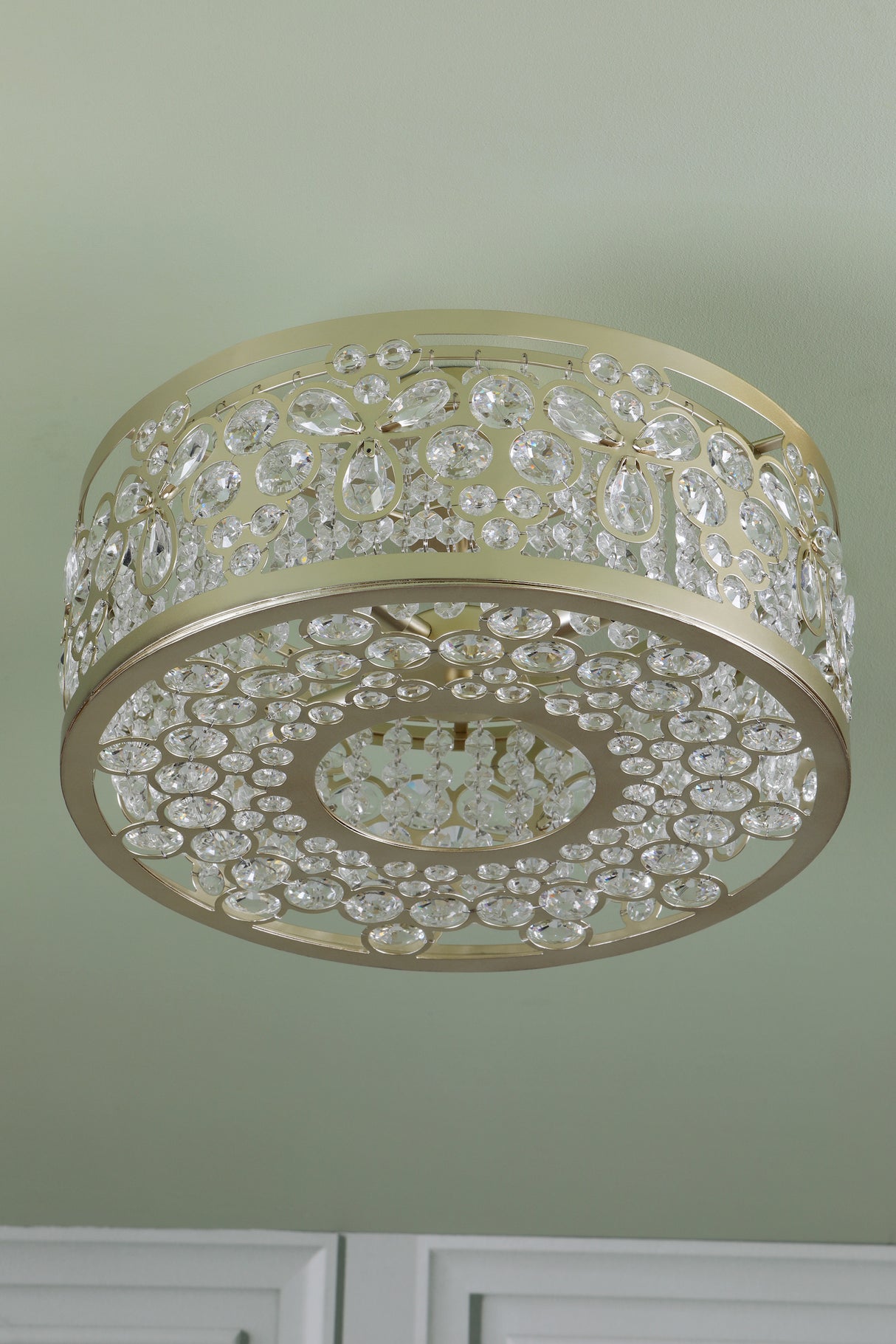 Laura Ashley Tilbrook 4 Light Flush Matt Champagne and Crystal