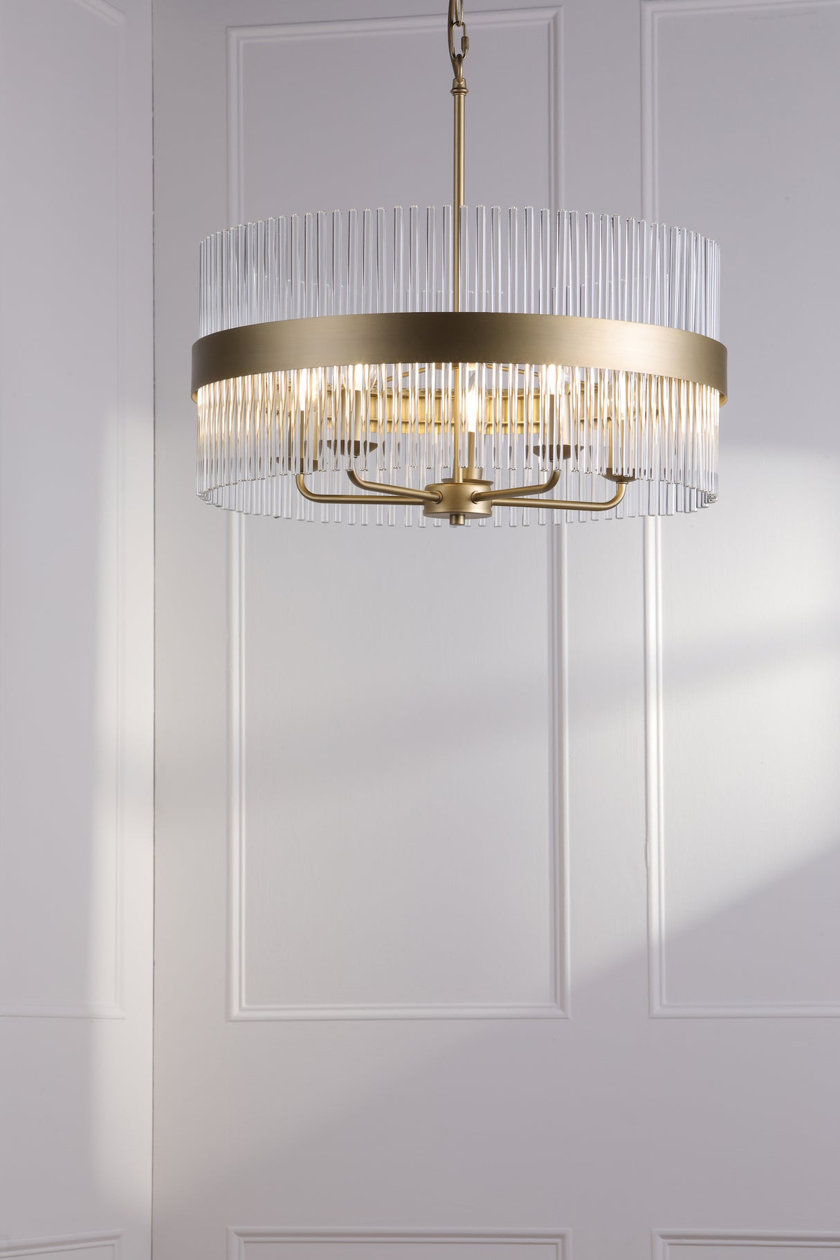 Laura Ashley Alexa 5 Light Pendant Glass and Matt Antique Brass