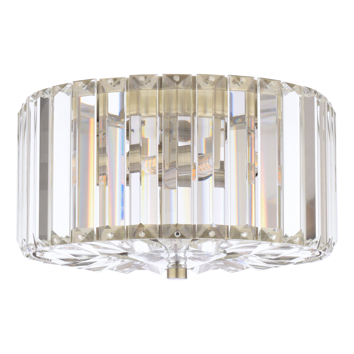 Laura Ashley Fernhurst Small Flush 3 Light Crystal and Antique Brass