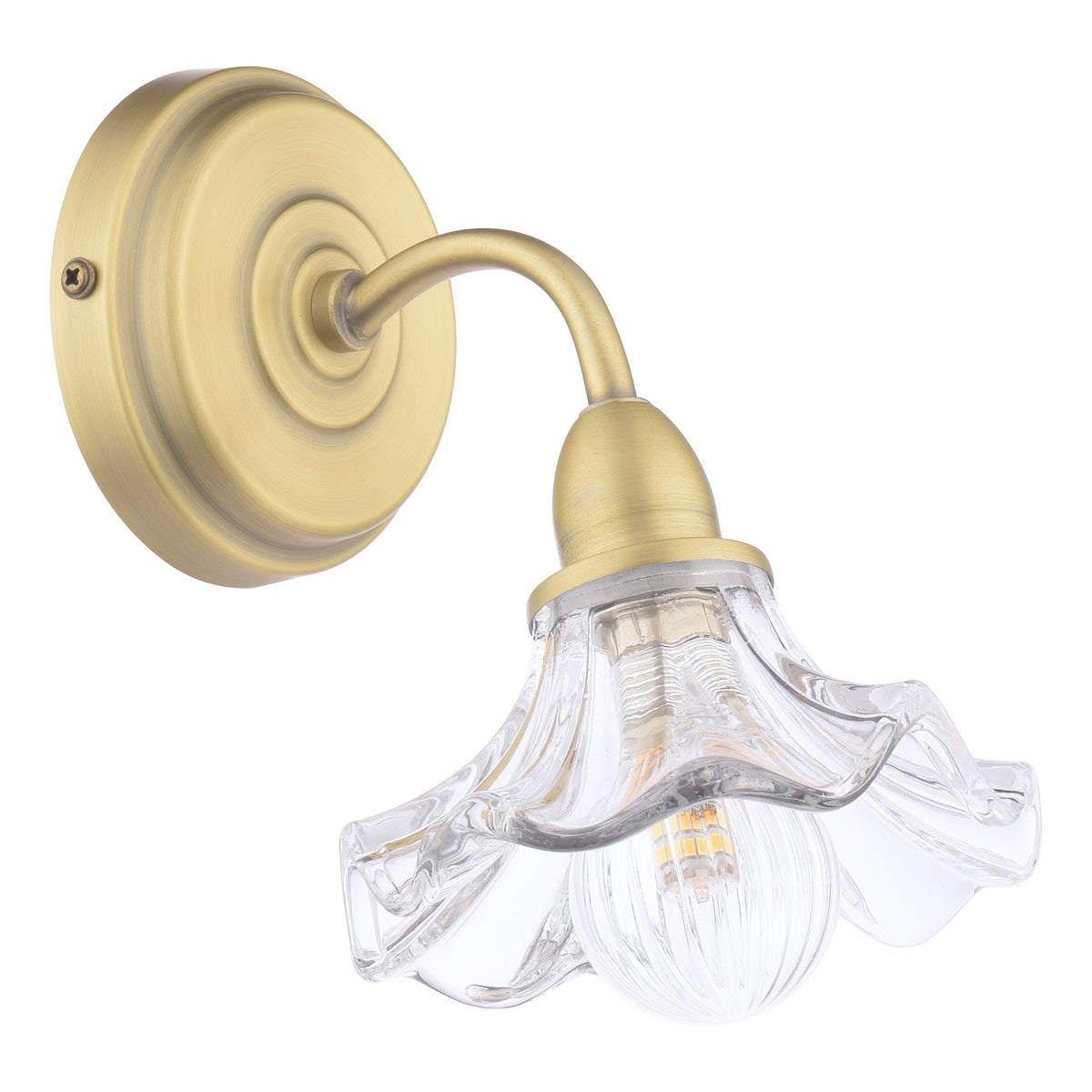 Laura Ashley Kerswell Wall Light Matt Antique Brass and Glass