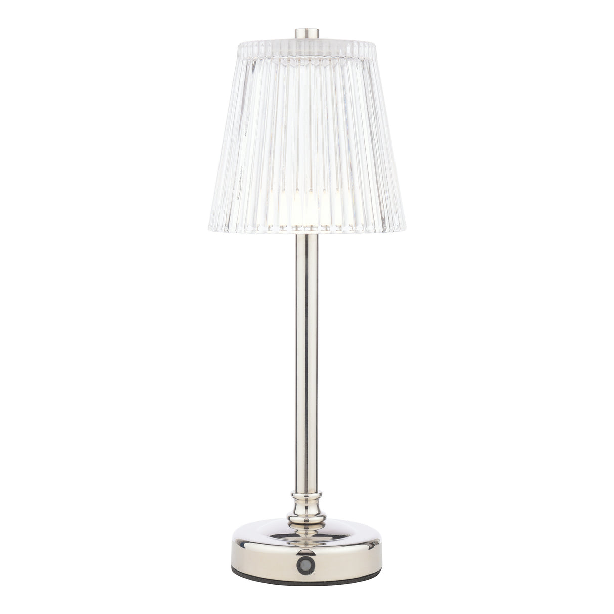 Laura Ashley Callaghan Rechargeable Table Lamp Polished Nickel and Ribbed Glass LED