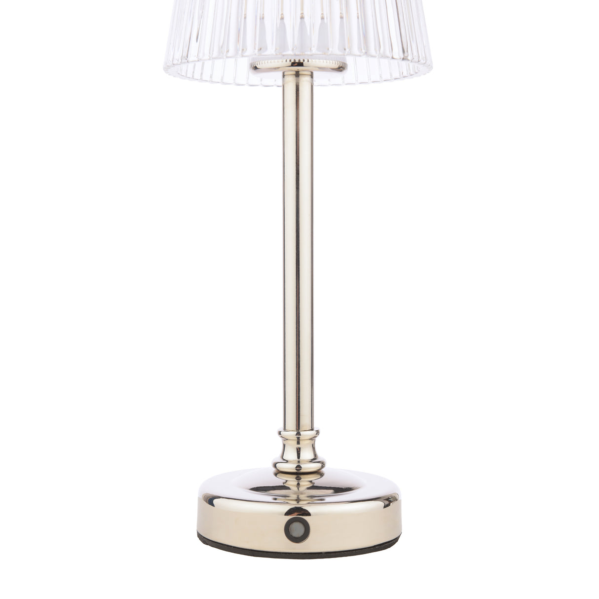 Laura Ashley Callaghan Rechargeable Table Lamp Polished Nickel and Ribbed Glass LED