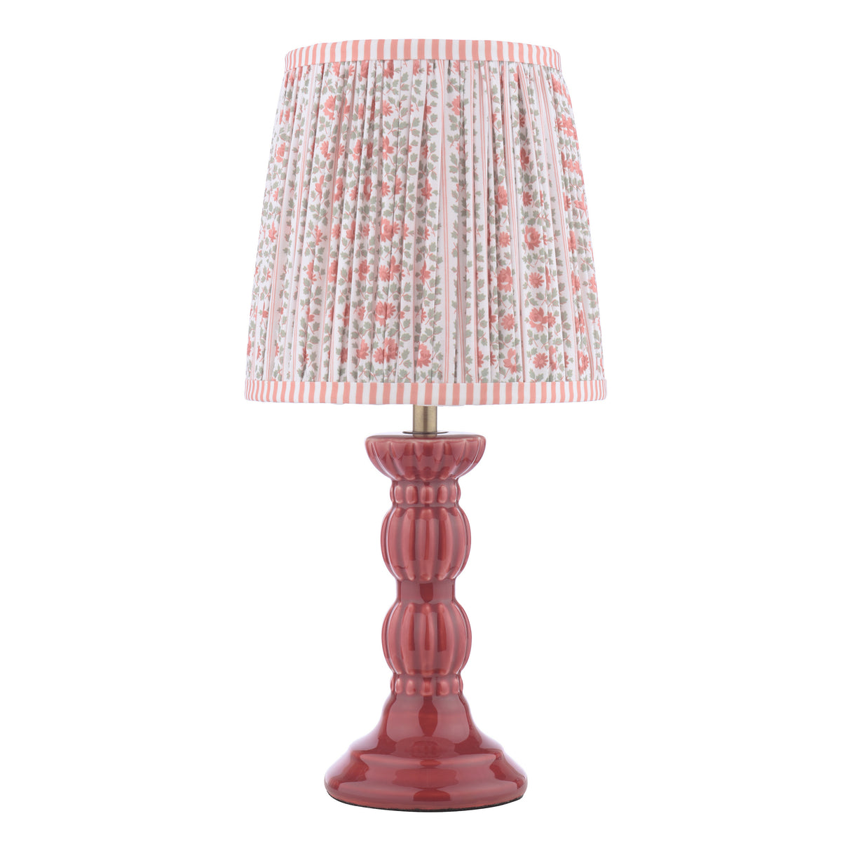 Laura Ashley Kelbrook Table Lamp Red and Matt Antique Brass With Shade