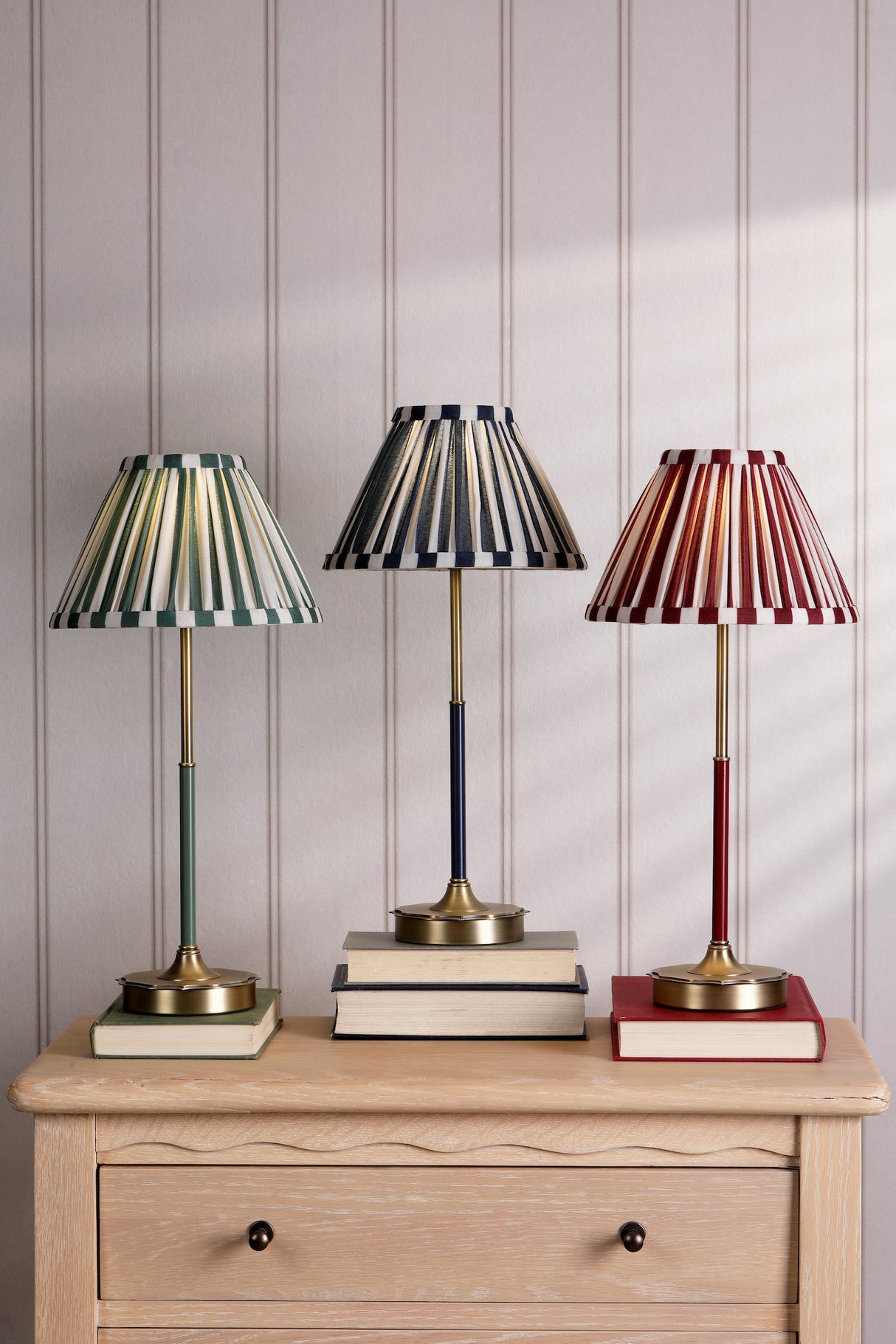 Laura Ashley Denwick Table Lamp Matt Antique Brass and Satin Green With Shade