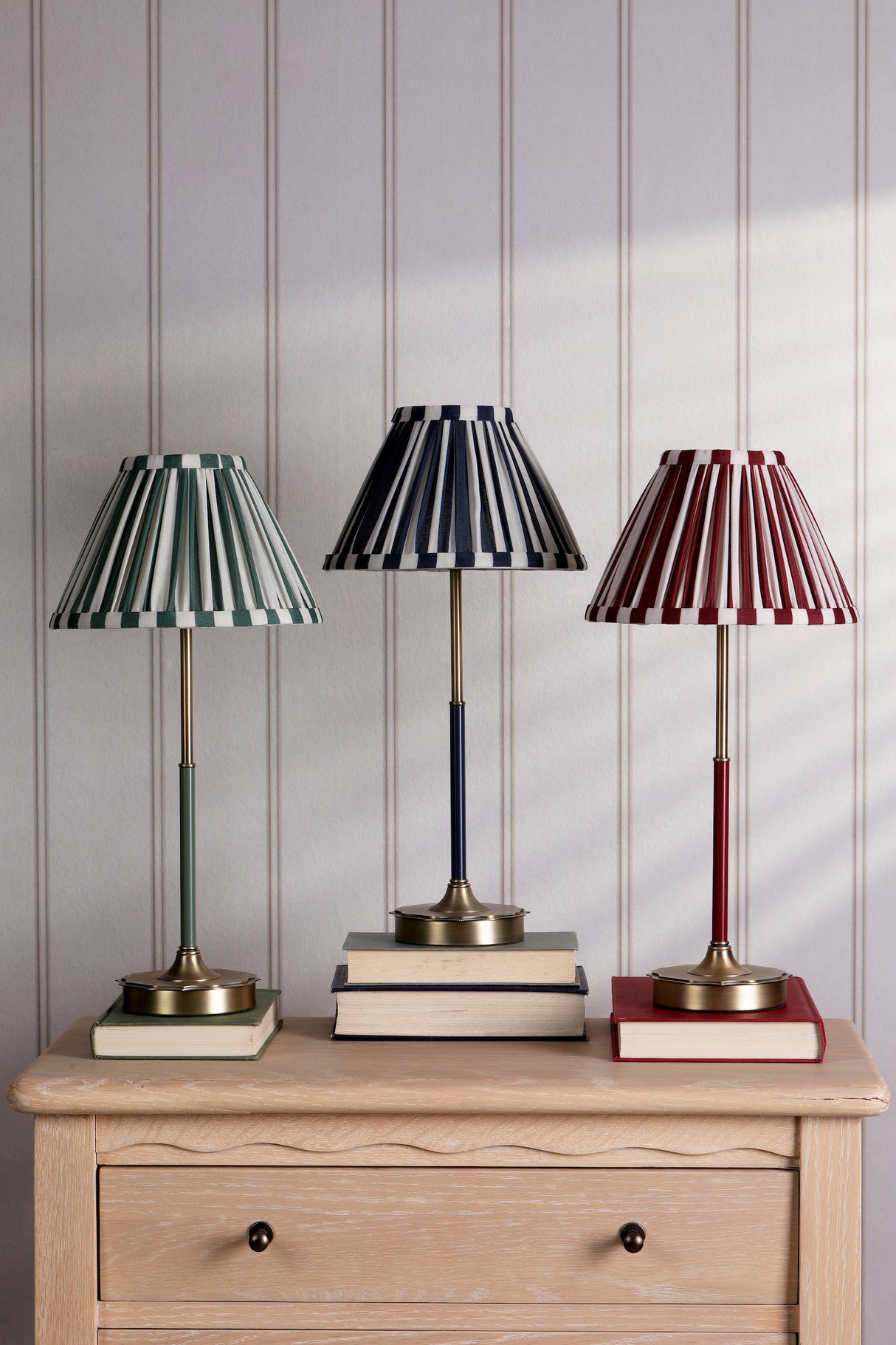 Laura Ashley Denwick Table Lamp Matt Antique Brass and Satin Red With Shade