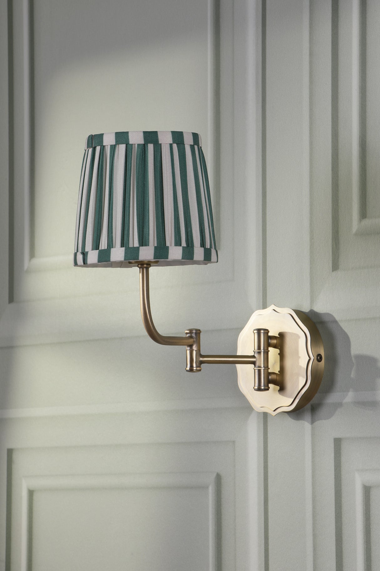 Laura Ashley Denwick Wall Light Matt Antique Brass With Green Shade
