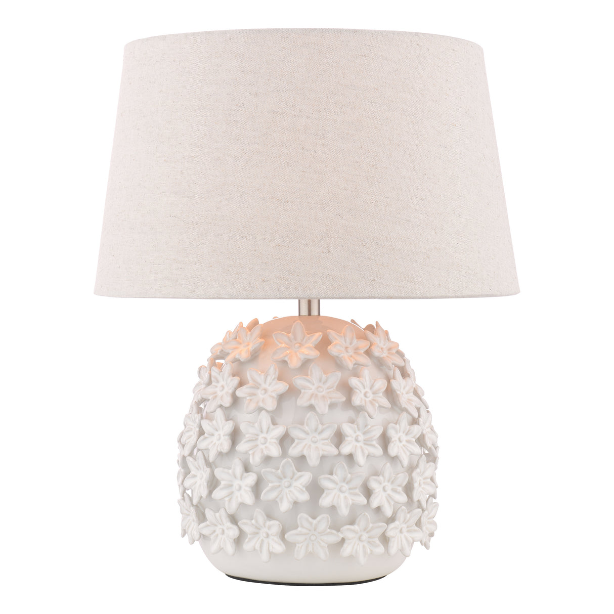 Laura Ashley Ingham Table Lamp White and Brushed Silver With Shade