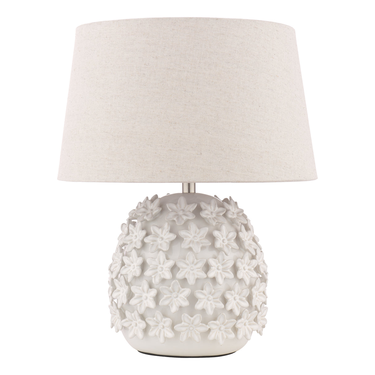 Laura Ashley Ingham Table Lamp White and Brushed Silver With Shade