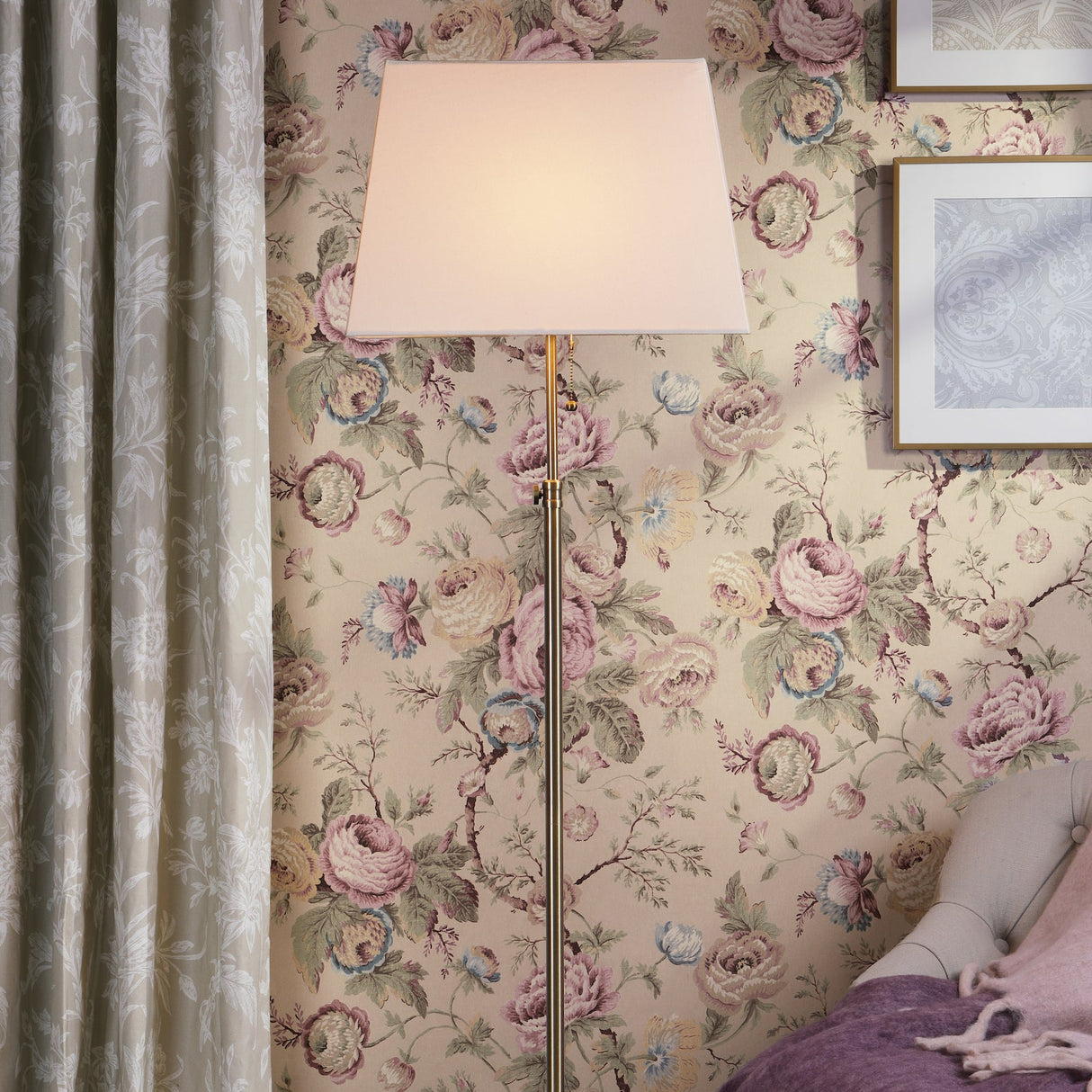 Laura Ashley Bartley Floor Lamp Antique Brass With Shade