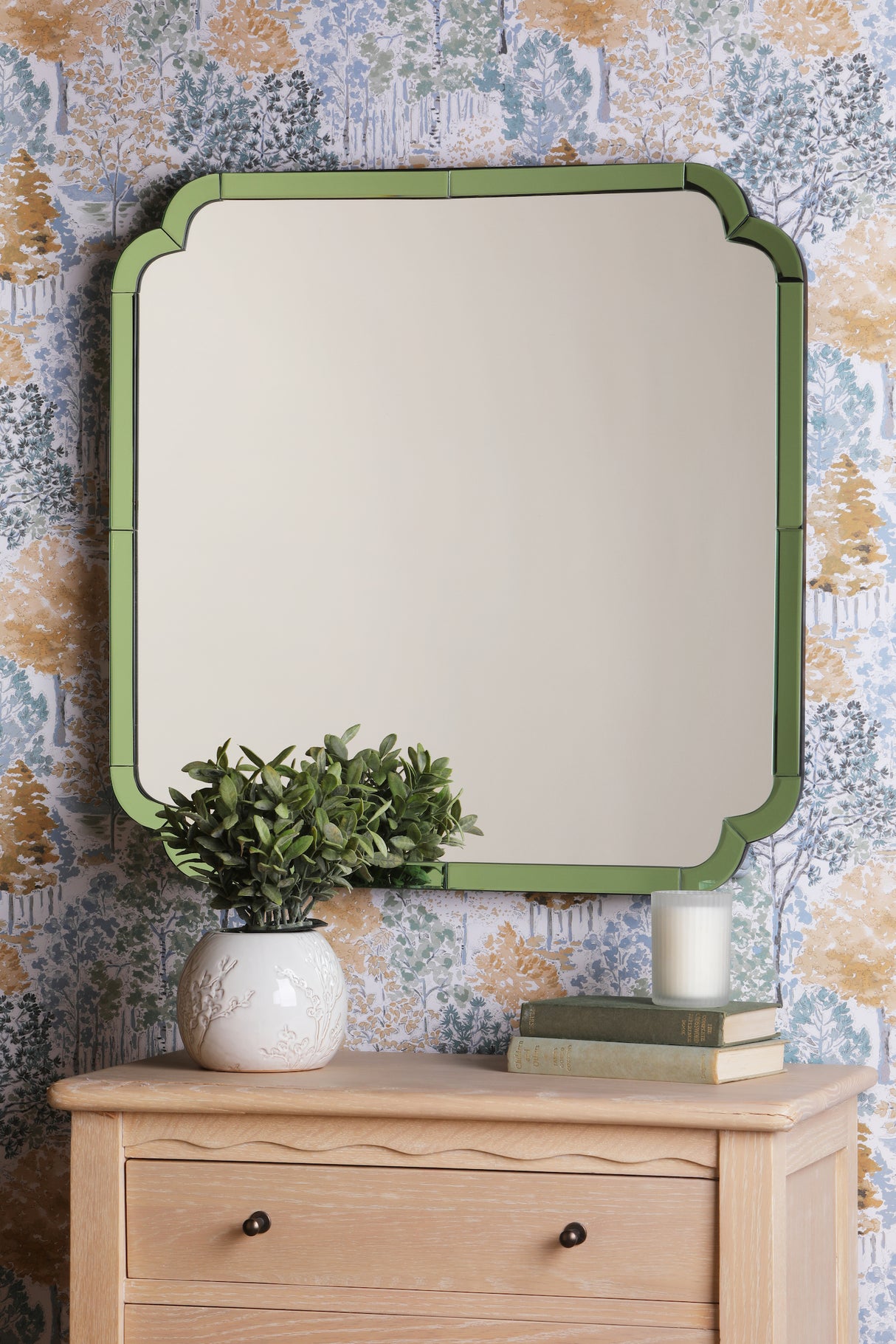 Laura Ashley Martham Square Green Mirror 65 X 65cm