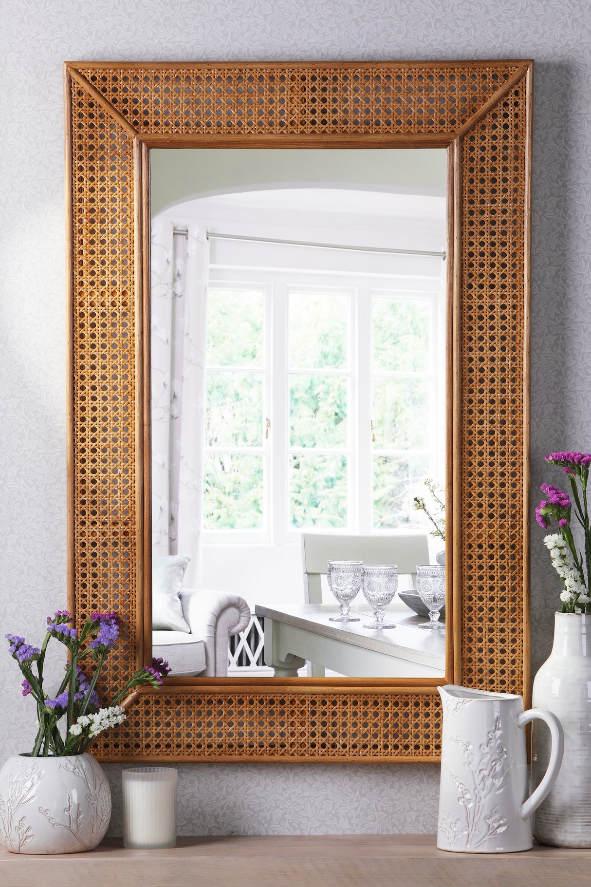 Laura Ashley Bayden Rectangle Mirror Rattan 91 X 61cm