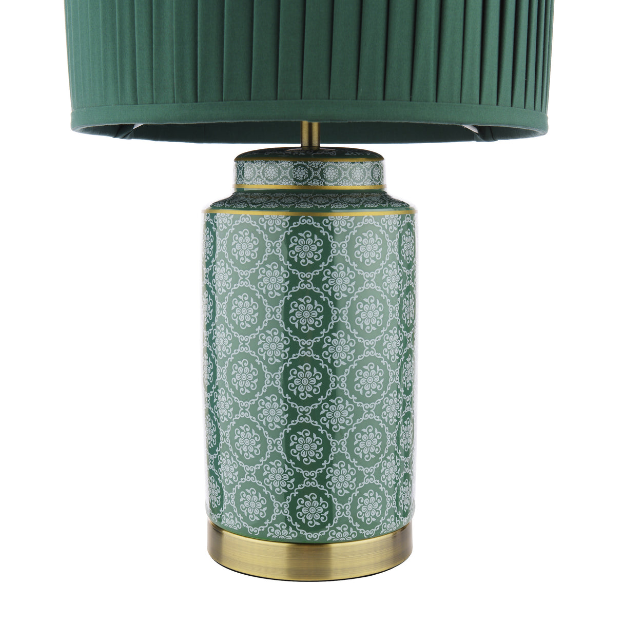 Laura Ashley Knipton Table Lamp Green Ceramic and Antique Brass With Shade