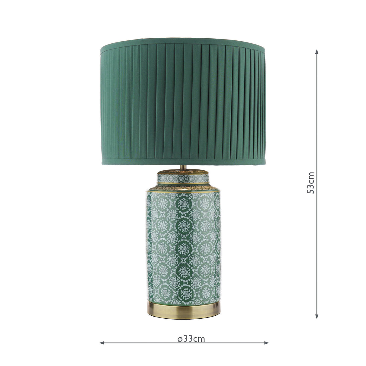 Laura Ashley Knipton Table Lamp Green Ceramic and Antique Brass With Shade