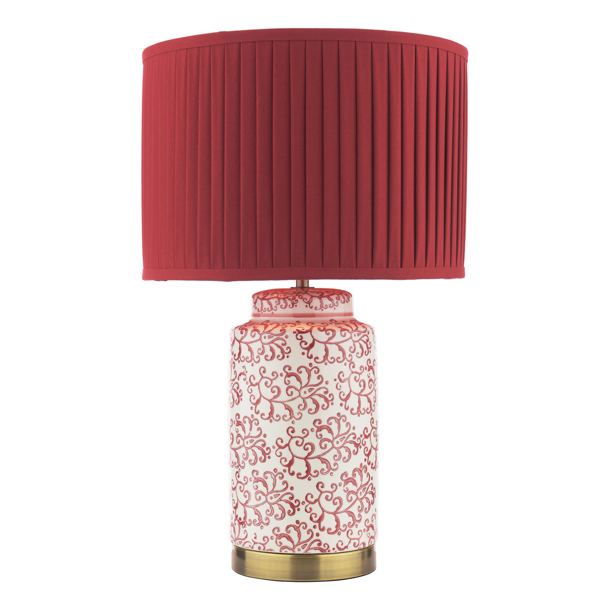 Laura Ashley Knipton Table Lamp Red Ceramic and Antique Brass With Shade