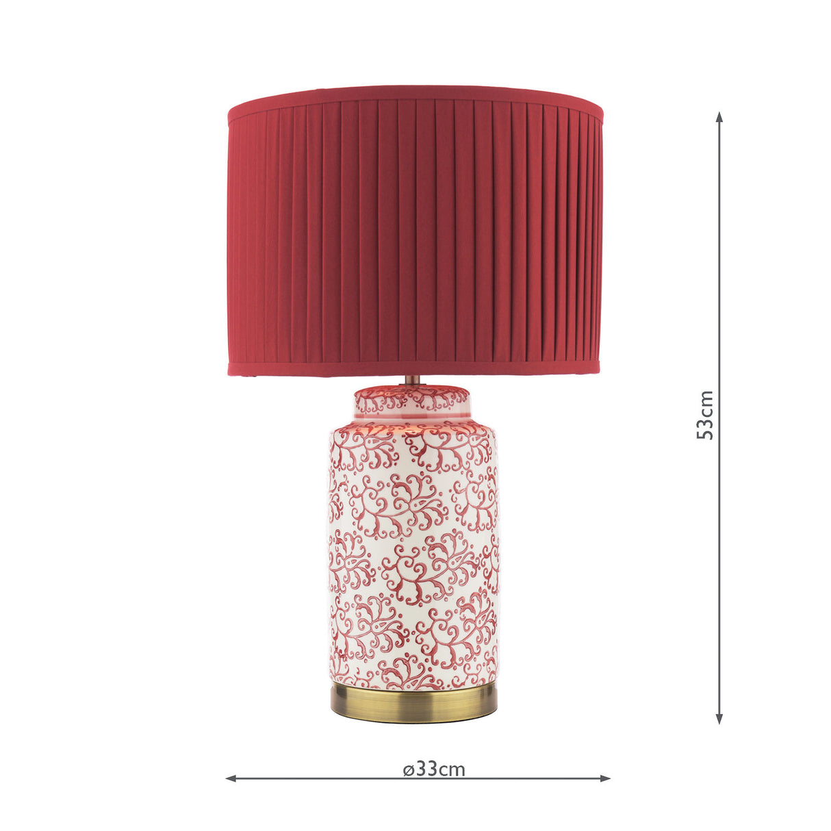 Laura Ashley Knipton Table Lamp Red Ceramic and Antique Brass With Shade