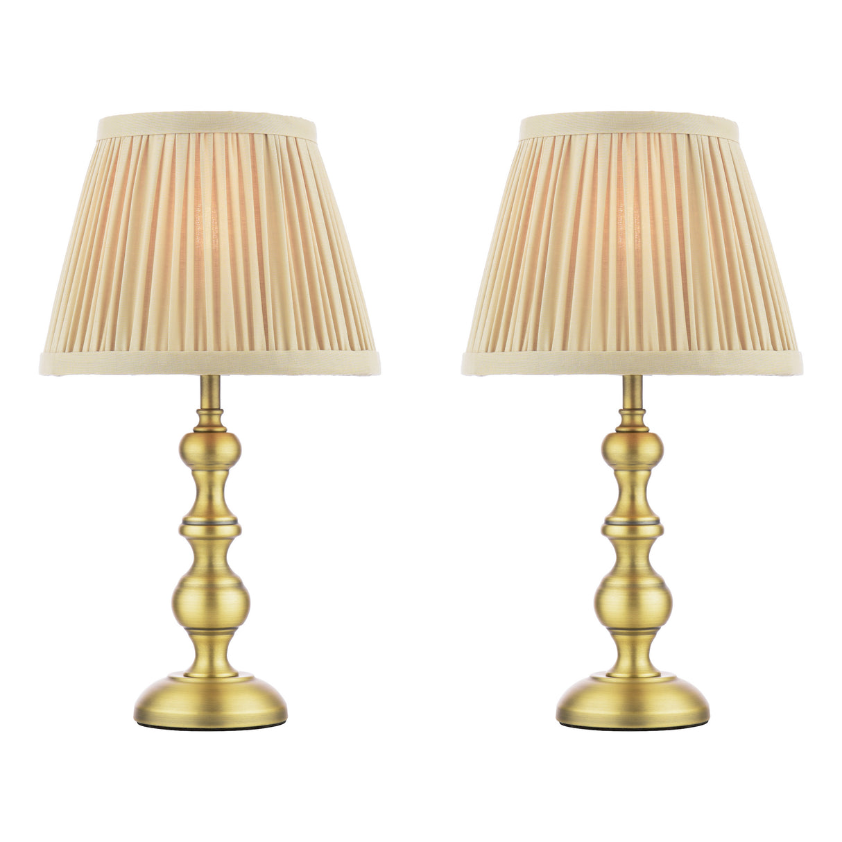 Laura Ashley Ezra Twin Pack Table Lamp Matt Antique Brass With Shade