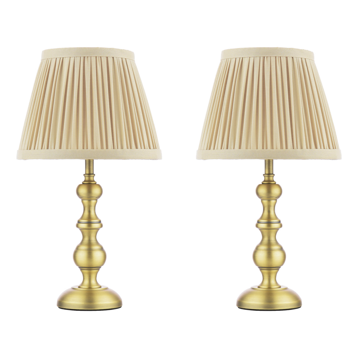 Laura Ashley Ezra Twin Pack Table Lamp Matt Antique Brass With Shade